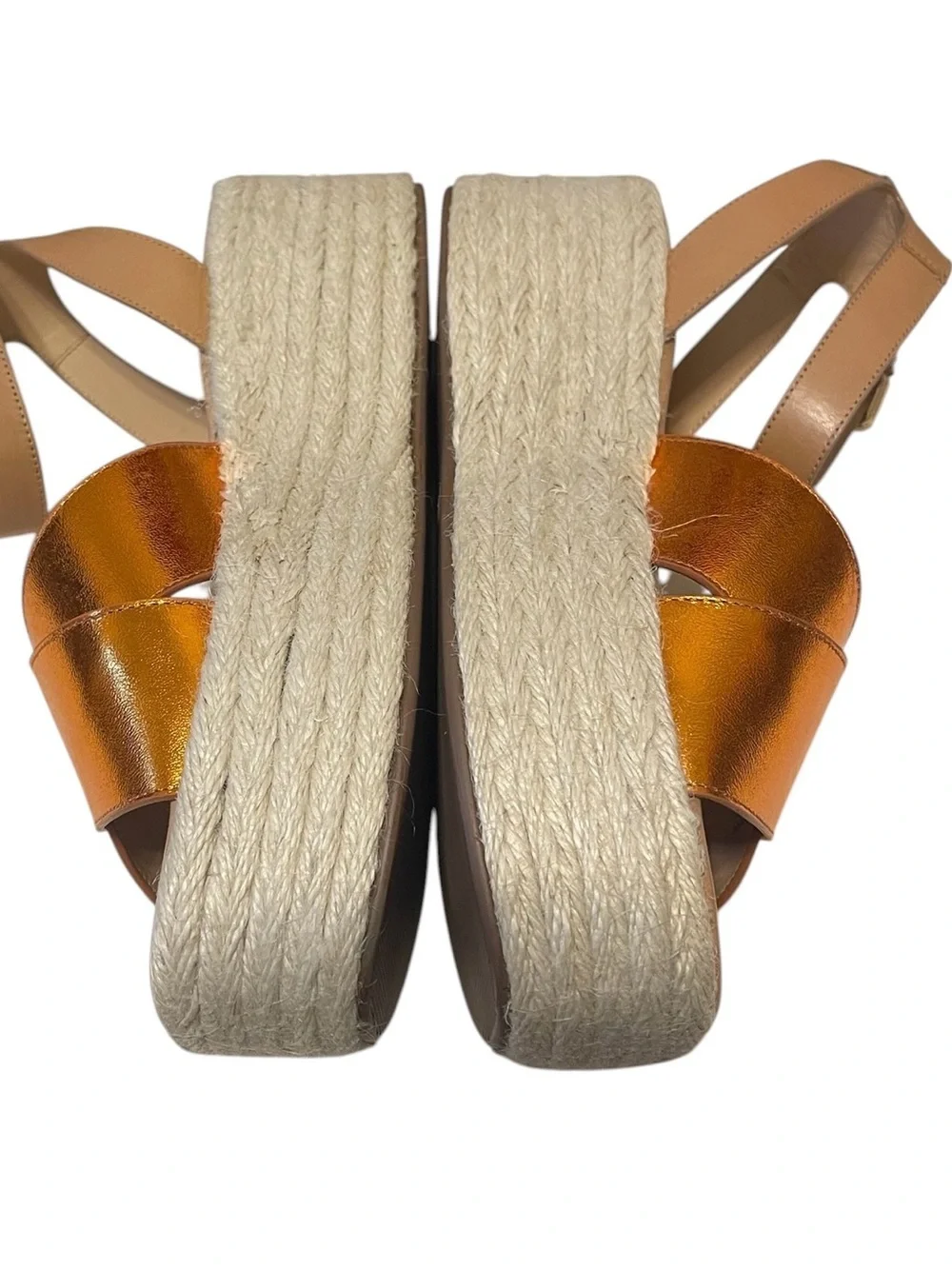 Seychelles SEY Anthropologie Metallic Orange Espadrille Wedge Sandal sz 9 NIB